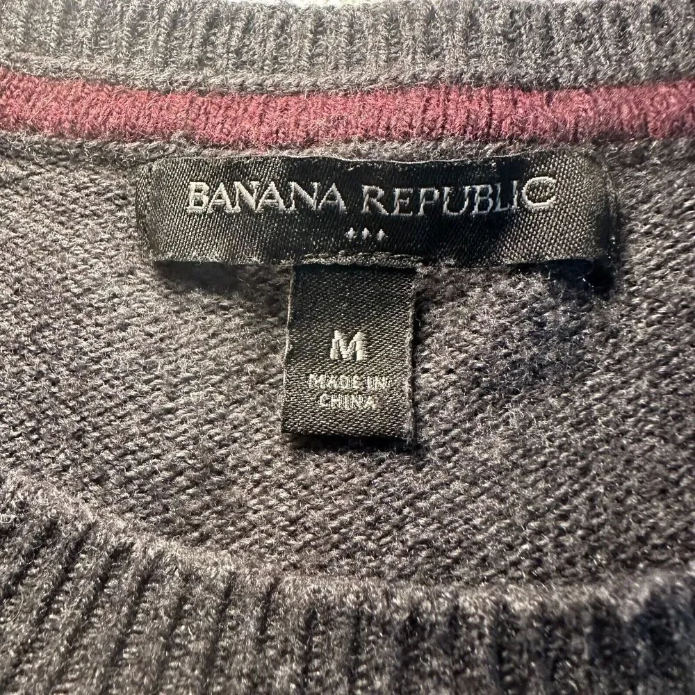 Banana Republic Pullover Knit Sweater Men's Size Medium Heather Gray Normcore